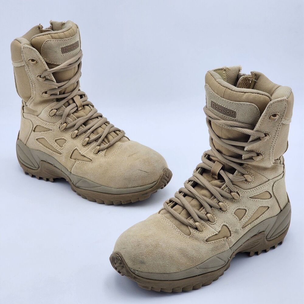Reebok Work Rapid Response Hi Stealth Boots Slip Resisting Desert Tan Size M7 W9